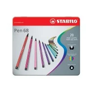 Pennarelli Pen 68 Stabilo - Astuccio di Metallo - 1 mm (Assortiti Conf. 20)