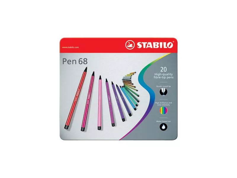 Pennarelli Pen 68 Stabilo - Astuccio di Metallo a 2 Ripiani - 1 mm (Assortiti Conf. 50) Pennarelli Pen 68 Stabilo - Astuccio di Metallo a 2 Ripiani - 1 mm (Assortiti Conf. 50)