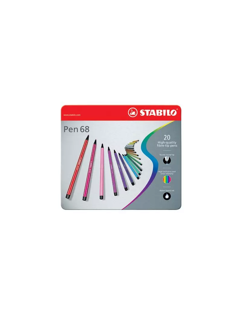 Pennarelli Pen 68 Stabilo - Astuccio di Metallo a 2 Ripiani - 1 mm (Assortiti Conf. 50) Pennarelli Pen 68 Stabilo - Astuccio di Metallo a 2 Ripiani - 1 mm (Assortiti Conf. 50)