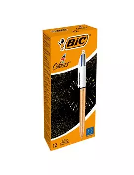 Penna a Sfera a Scatto 4 Colours Party Bic - 1 mm - 992701 (Nero Blu Rosso e Verde Conf. 12)