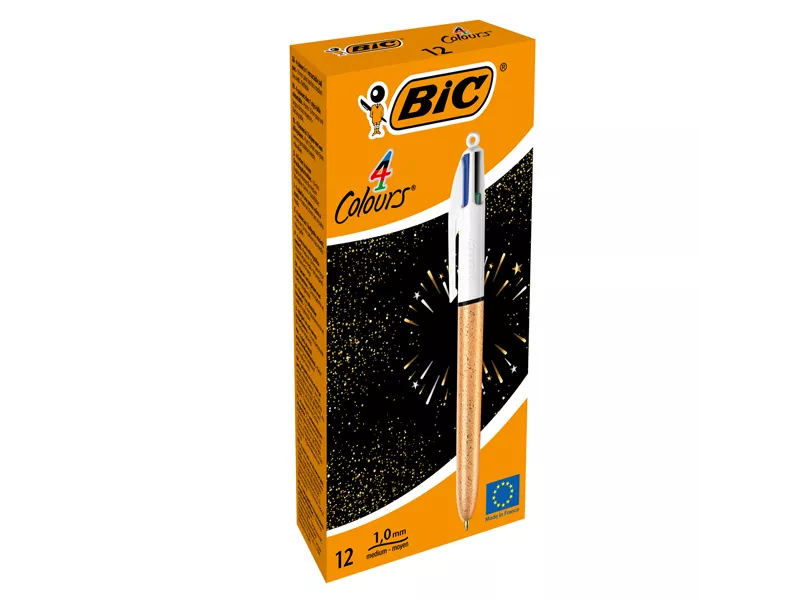 Penna a Sfera a Scatto 4 Colours Party Bic - 1 mm - 992701 (Nero Blu Rosso e Verde Conf. 12)