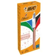 Penna a Sfera a Scatto 4 Colours Rose Gold Bic - 1 mm - 504894 (Nero Blu Rosso e Verde Conf. 12)