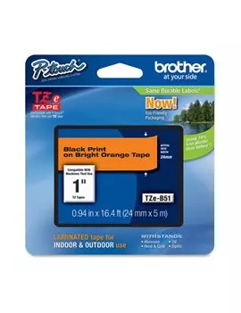 Nastro Originale Brother TZe-B31 - 12 mm x 5 m - Laminato (Nero su Arancione)