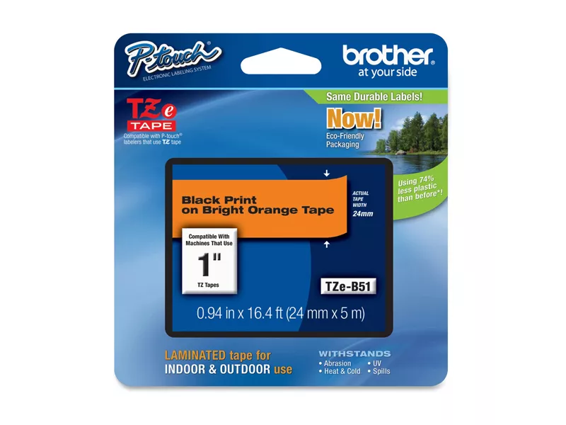 Nastro Originale Brother TZe-B31 - 12 mm x 5 m - Laminato (Nero su Arancione)