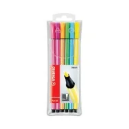 Pennarelli Pen 68 Stabilo - Astuccio di Plastica - 1 mm (Colori Fluo Assortiti Conf. 6)