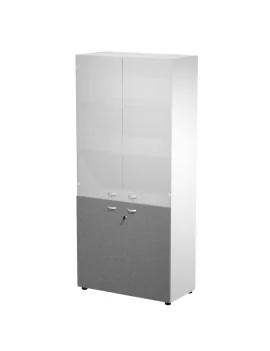 Mobile Alto con Ante Superiori in Vetro Essence Artexport - 90x45x200 cm - AR/ST+AA/3T (Bianco e Antracite)
