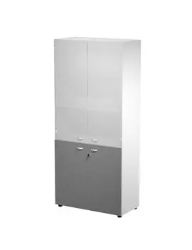 Mobile Alto con Ante Superiori in Vetro Essence Artexport - 90x45x200 cm - AR/ST+AA/3T (Bianco e Antracite)