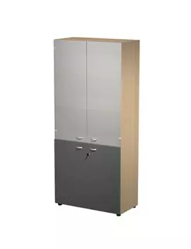 Mobile Alto con Ante Superiori in Vetro Essence Artexport - 90x45x200 cm - AR/ST+AA/CT (Rovere e Antracite)