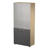 Mobile Alto con Ante Superiori in Vetro Essence Artexport - 90x45x200 cm - AR/ST+AA/CT (Rovere e Antracite)