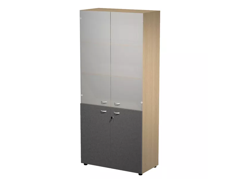 Mobile Alto con Ante Superiori in Vetro Essence Artexport - 90x45x200 cm - AR/ST+AA/CT (Rovere e Antracite)