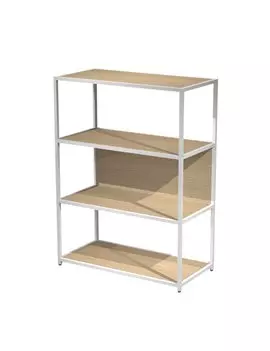 Libreria Modular Artexport - 4 Ripiani - 90x44x122 cm - DOE122C-AN-C (Bianco e Rovere)