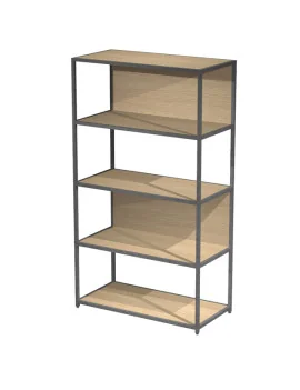 Libreria Modular Artexport - 5 Ripiani - 90x44x161 cm - DOE161C-AF-C (Antracite e Rovere)