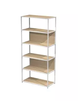 Libreria Modular Artexport - 6 Ripiani - 90x44x200 cm - DOE200C-AN-C (Bianco e Rovere)