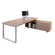 Scrivania Manager Prestige Metal Artexport - 210x90 cm - con Mobile di Servizio Reversibile - 902RIT/M-K (Ciliegio Arabis)