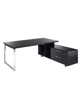 Scrivania Manager Prestige Metal Artexport - 180x90 cm - con Mobile di Servizio Reversibile - 901RIT/M-8 (Nero Venato)