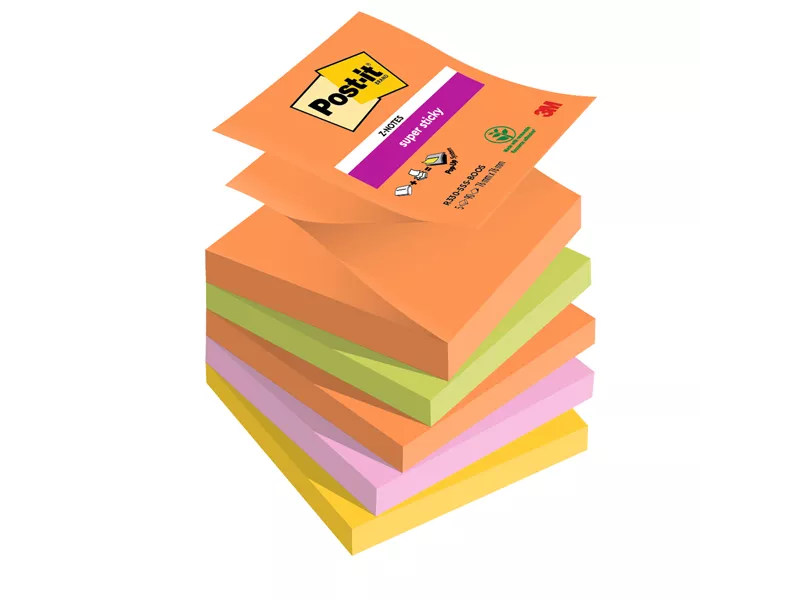 Post-it Notes Super Sticky Z-Notes R330-5SS-BOOS 3M - 76x76 mm - 7100258789 (Assortiti Boost Conf. 5)