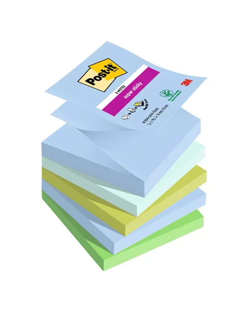 Post-it Notes Super Sticky Z-Notes R330-5SS-OAS 3M - 76x76 mm - 7100258791 (Assortiti Oasis Conf. 5) Post-it Notes Super Sticky Z-Notes R330-5SS-OAS 3M - 76x76 mm - 7100258791 (Assortiti Oasis Conf. 5)