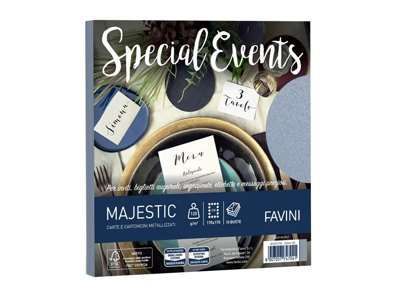 Buste Special Events Majestic Favini - 17x17 cm - 120 g - A57H154 (Argento Conf. 10) Buste Special Events Majestic Favini - 17x17 cm - 120 g - A57H154 (Argento Conf. 10)