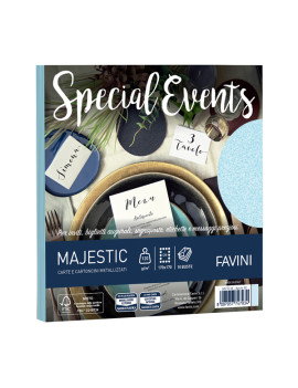 Buste Special Events Majestic Favini - 17x17 cm - 120 g - A57T118 (Azzurro Conf. 10)