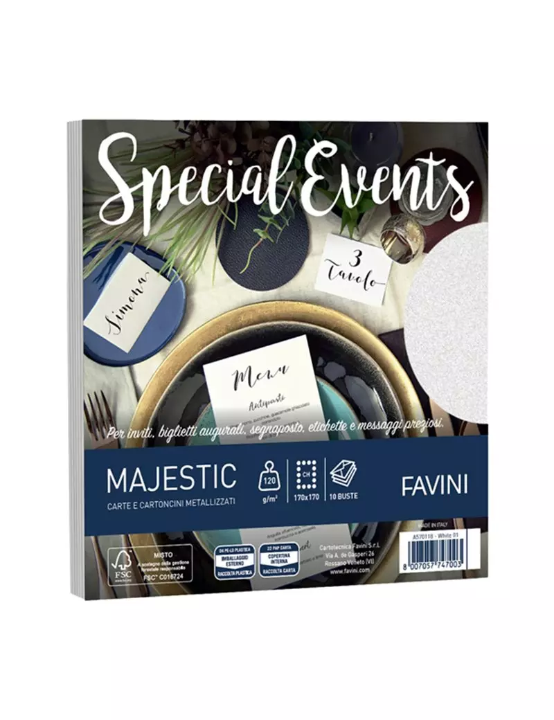Buste Special Events Majestic Favini - 17x17 cm - 120 g - A570118 (Bianco Conf. 10) Buste Special Events Majestic Favini - 17x17 cm - 120 g - A570118 (Bianco Conf. 10)