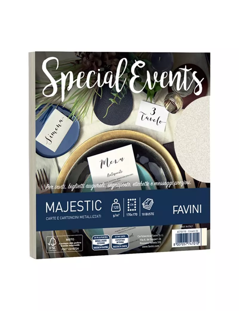 Buste Special Events Majestic Favini - 17x17 cm - 120 g - A57Q118 (Crema Conf. 10) Buste Special Events Majestic Favini - 17x17 cm - 120 g - A57Q118 (Crema Conf. 10)