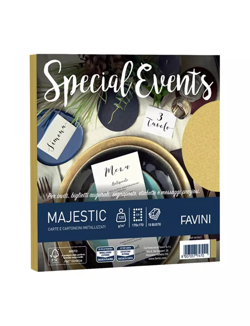 Buste Special Events Majestic Favini - 17x17 cm - 120 g - A57H118 (Oro Conf. 10) Buste Special Events Majestic Favini - 17x17 cm - 120 g - A57H118 (Oro Conf. 10)