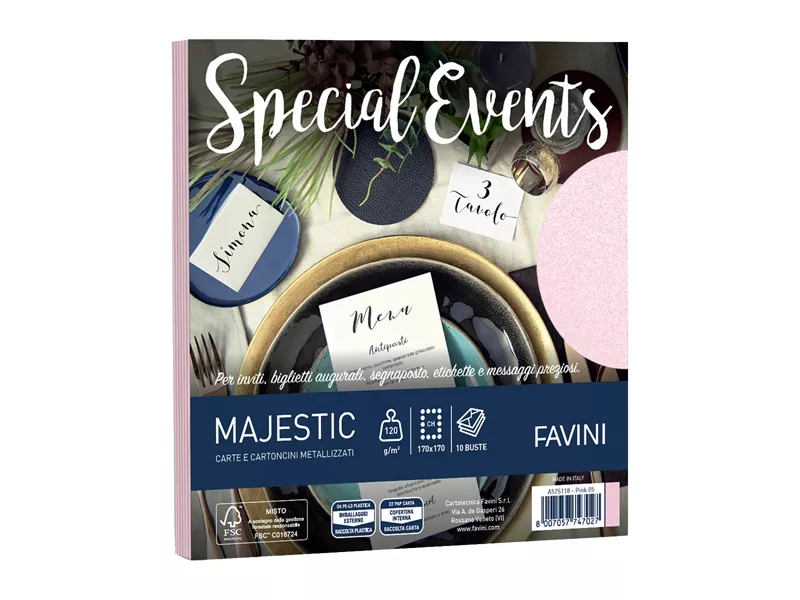 Buste Special Events Majestic Favini - 17x17 cm - 120 g - A57S118 (Rosa Conf. 10)