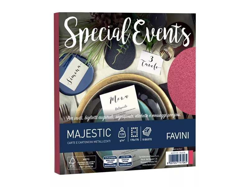 Buste Special Events Majestic Favini - 17x17 cm - 120 g - A57C118 (Rosso Conf. 10)
