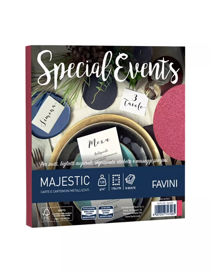 Buste Special Events Majestic Favini - 17x17 cm - 120 g - A57C118 (Rosso Conf. 10) Buste Special Events Majestic Favini - 17x17 cm - 120 g - A57C118 (Rosso Conf. 10)