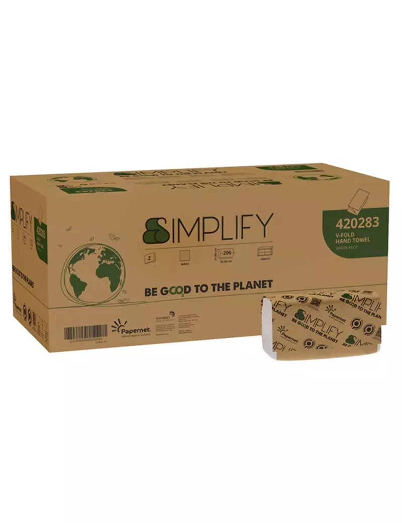 Asciugamani a V Simplify Papernet - 2 Veli - 206 Strappi - 420283 (Bianco Conf. 10) Asciugamani a V Simplify Papernet - 2 Veli - 206 Strappi - 420283 (Bianco Conf. 10)