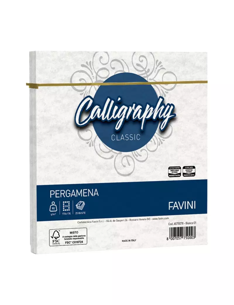Buste Calligraphy Pergamena Favini - 17x17 cm - 90 g - A570078 (Bianco Conf. 25) Buste Calligraphy Pergamena Favini - 17x17 cm - 90 g - A570078 (Bianco Conf. 25)