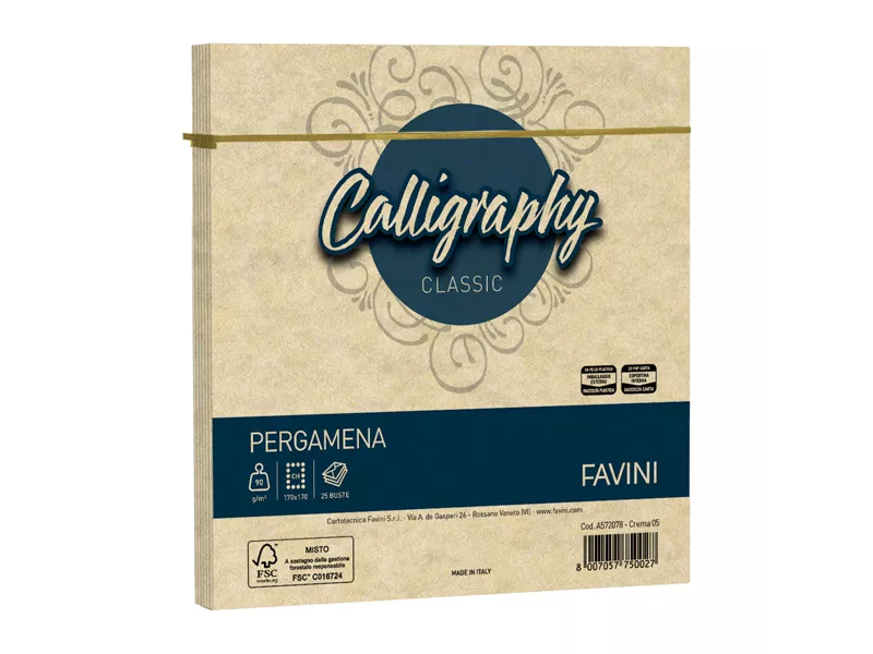 Buste Calligraphy Pergamena Favini - 17x17 cm - 90 g - A570078 (Crema Conf. 25)