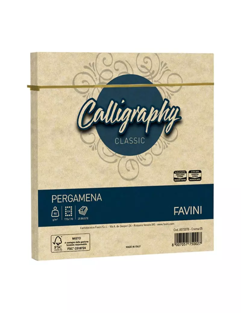 Buste Calligraphy Pergamena Favini - 17x17 cm - 90 g - A570078 (Crema Conf. 25) Buste Calligraphy Pergamena Favini - 17x17 cm - 90 g - A570078 (Crema Conf. 25)