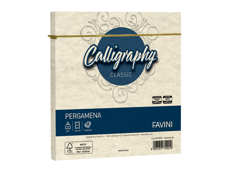 Buste Calligraphy Pergamena Favini - 17x17 cm - 90 g - A57Q078 (Naturale Conf. 25) Buste Calligraphy Pergamena Favini - 17x17 cm - 90 g - A57Q078 (Naturale Conf. 25)