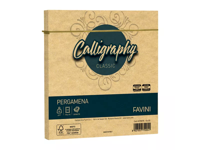 Buste Calligraphy Pergamena Favini - 17x17 cm - 90 g - A57N078 (Nocciola Conf. 25)
