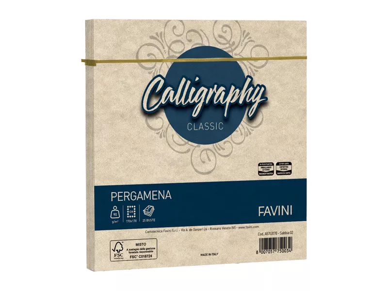 Buste Calligraphy Pergamena Favini - 17x17 cm - 90 g - A57U078 (Sabbia Conf. 25)