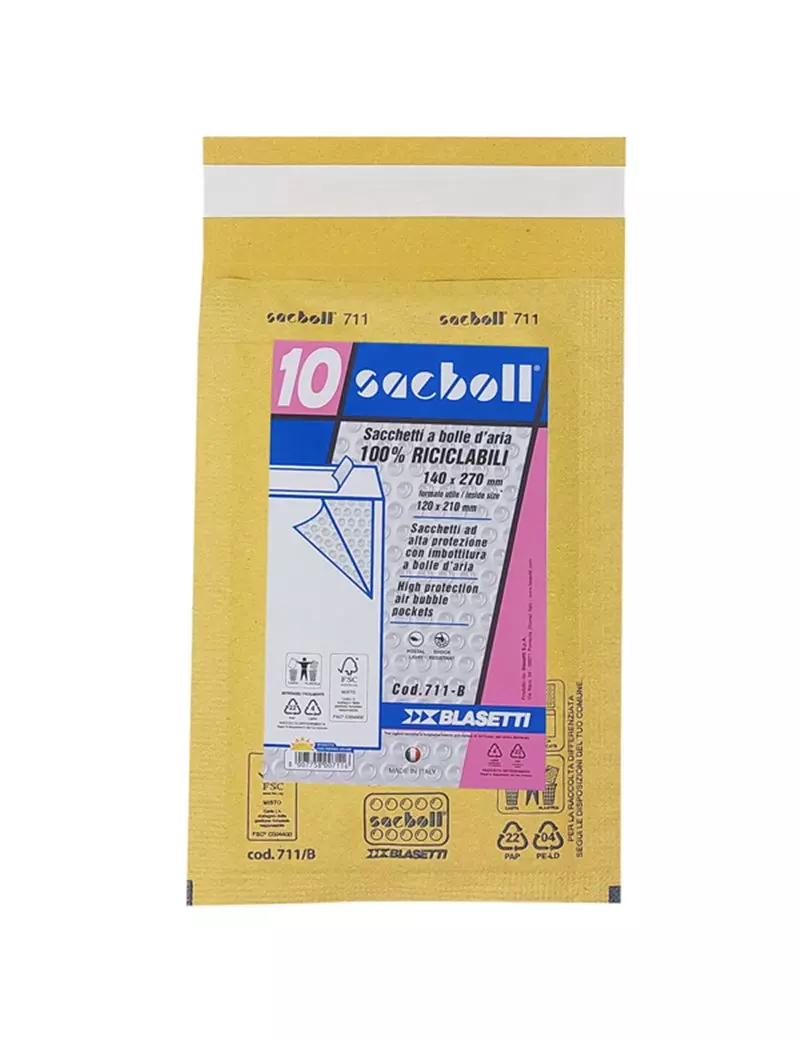Busta Imbottita a Bolle d'Aria Sacboll B Blasetti - 12x21 cm - 0711 (Avana Conf. 10) Busta Imbottita a Bolle d'Aria Sacboll B Blasetti - 12x21 cm - 0711 (Avana Conf. 10)