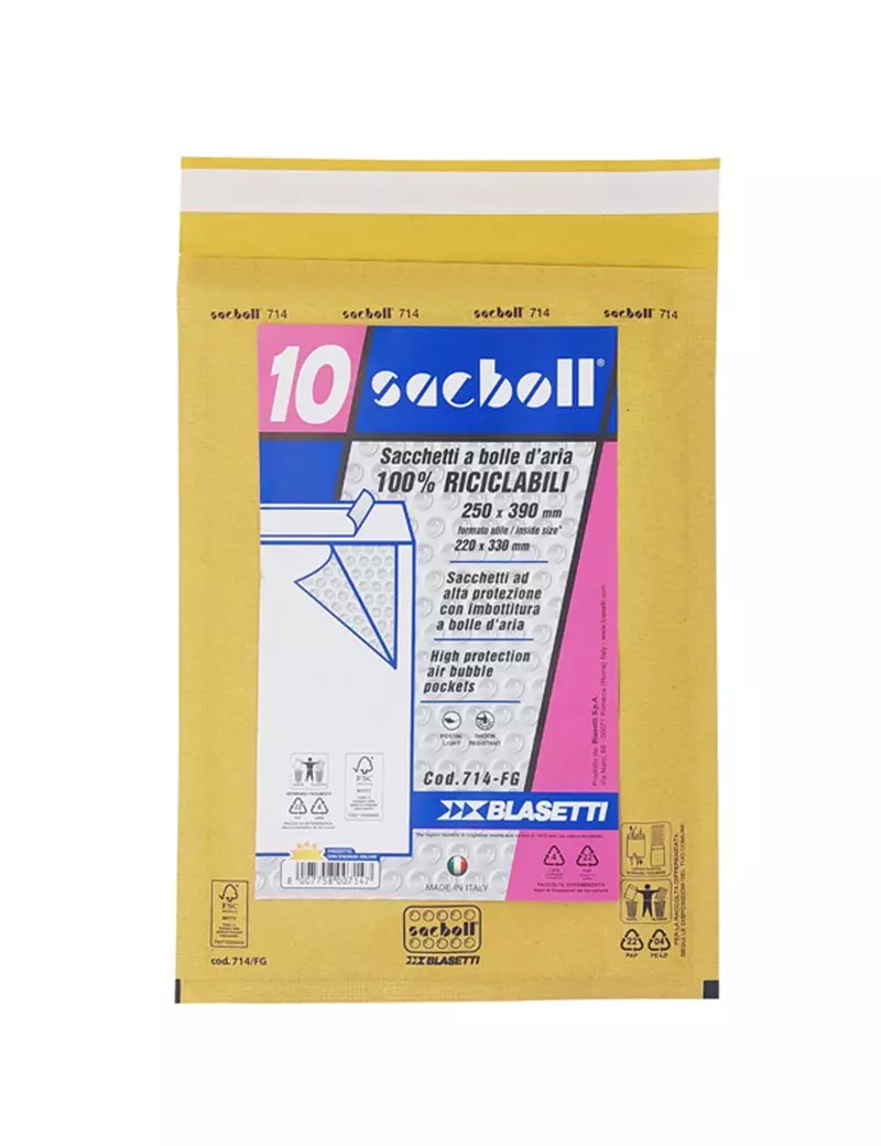 Busta Imbottita a Bolle d'Aria Sacboll FG Blasetti - 22x33 cm - 0714 (Avana Conf. 10) Busta Imbottita a Bolle d'Aria Sacboll FG Blasetti - 22x33 cm - 0714 (Avana Conf. 10)