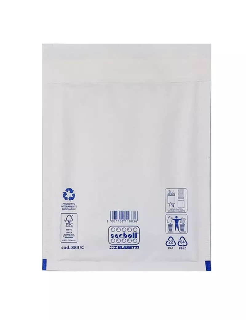 Busta Imbottita a Bolle d'Aria Sacboll C Blasetti - 15x21 cm - 0883 (Bianco Conf. 10) Busta Imbottita a Bolle d'Aria Sacboll C Blasetti - 15x21 cm - 0883 (Bianco Conf. 10)