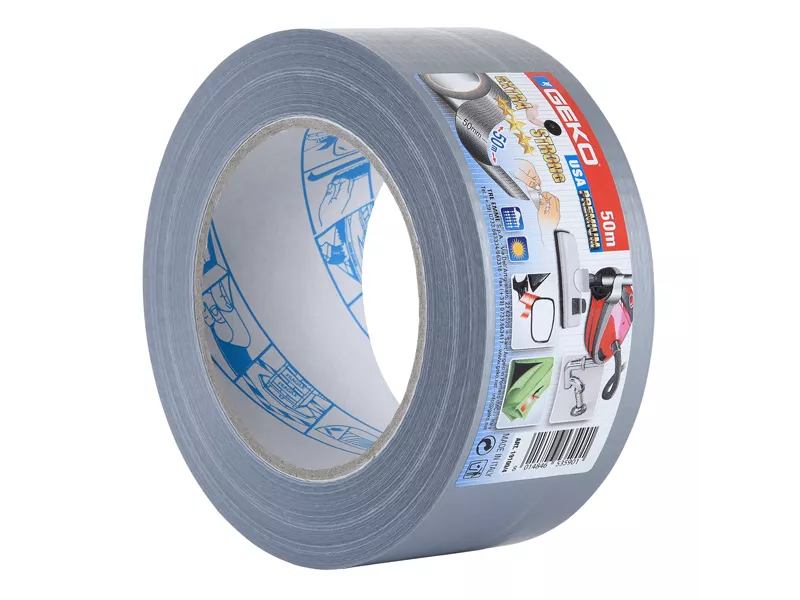 Nastro Adesivo Telato USA Premium Geko - 50 mm x 50 m - 19100/4 (Argento) Nastro Adesivo Telato USA Premium Geko - 50 mm x 50 m - 19100/4 (Argento)