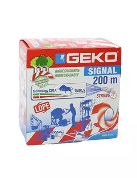 Nastro Segnaletico Biodegradabile Signal Geko - 70 mm x 200 m - 200/26 (Bianco e Rosso)