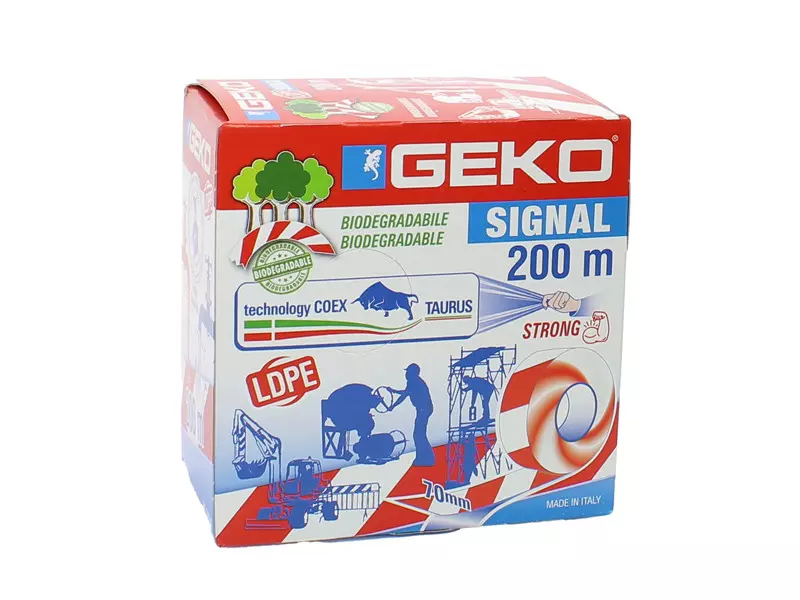 Nastro Segnaletico Biodegradabile Signal Geko - 70 mm x 200 m - 200/26 (Bianco e Rosso) Nastro Segnaletico Biodegradabile Signal Geko - 70 mm x 200 m - 200/26 (Bianco e Rosso)