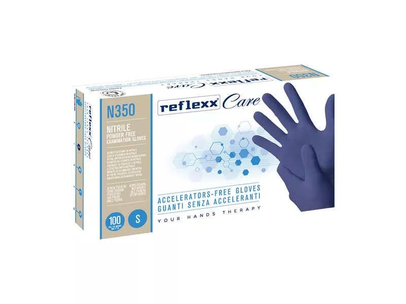 Guanti in Nitrile non Talcati N350 Reflexx - Taglia S - N350/S (Blu Conf. 100)