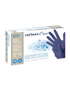Guanti in Nitrile non Talcati N350 Reflexx - Taglia XS - N350/XS (Blu Conf. 100)