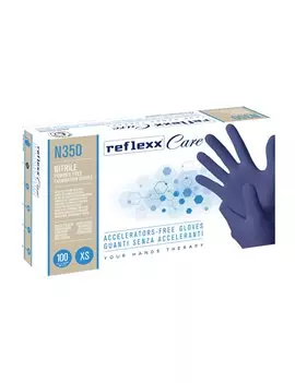 Guanti in Nitrile non Talcati N350 Reflexx - Taglia XS - N350/XS (Blu Conf. 100)