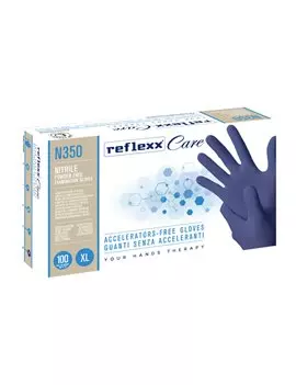 Guanti in Nitrile non Talcati N350 Reflexx - Taglia XL - N350/XL (Blu Conf. 100)