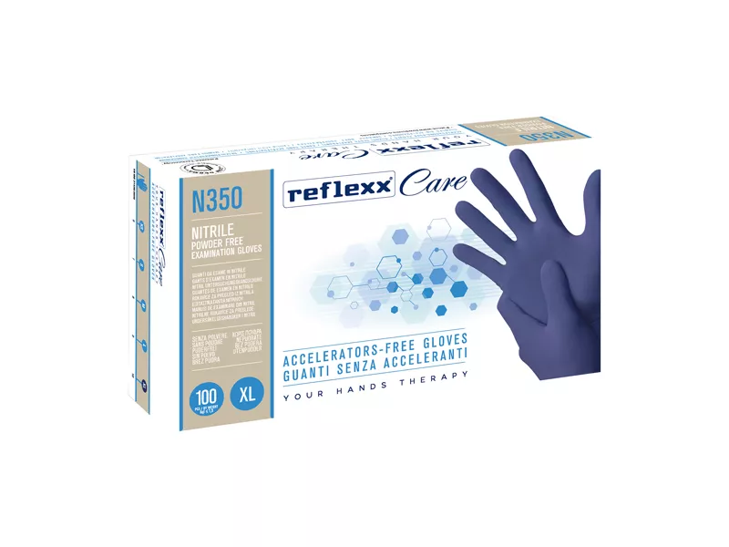 Guanti in Nitrile non Talcati N350 Reflexx - Taglia XL - N350/XL (Blu Conf. 100)