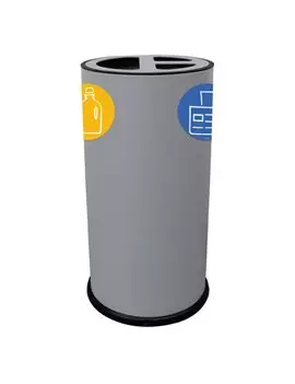 Contenitore per Raccolta Differenziata Stilcasa - 3 Scomparti - 70 Litri - 873/G (Grigio)