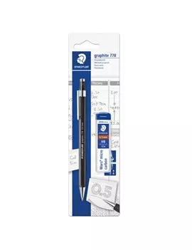 Portamine Graphite 778 Staedtler - 0,5 mm - con Astuccio Mine - 7785ABK25D (Nero Opaco)
