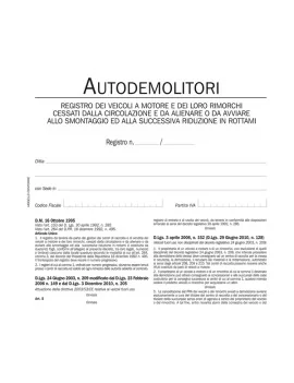 Registro Autodemolitori Data Ufficio - 200 Pagine Numerate - 31x15 cm - DU134020000